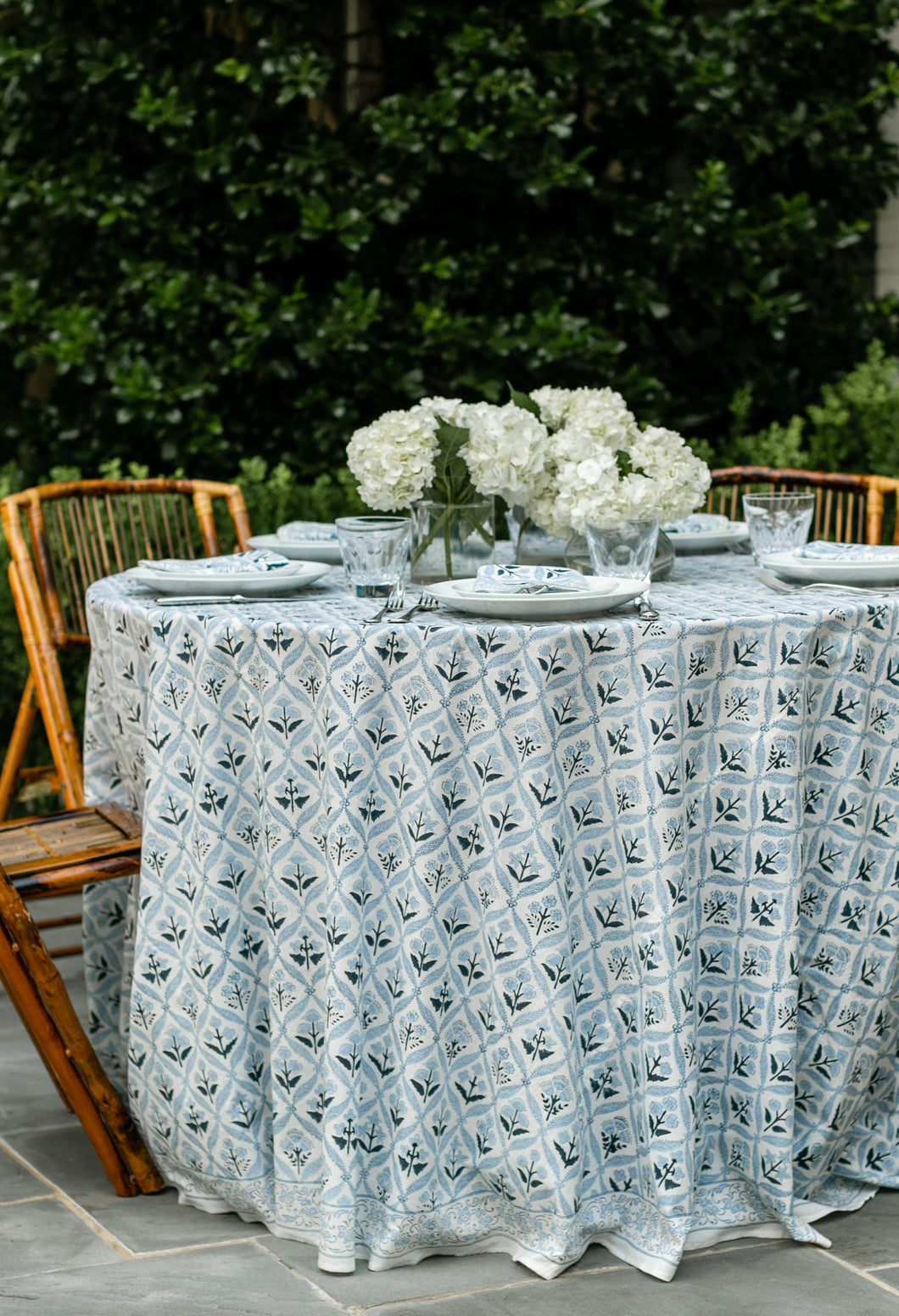 Multi Blue Floral Tablecloth
